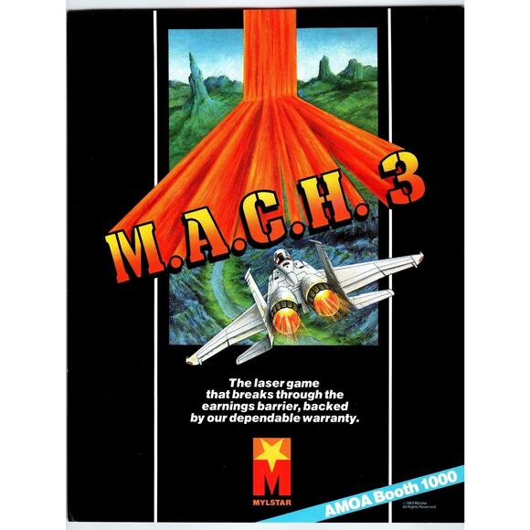 Mach 3 Arcade Game Flyer Original 1983 Video Laser Retro 8.5" x 11" Air Combat - Picture 1 of 2